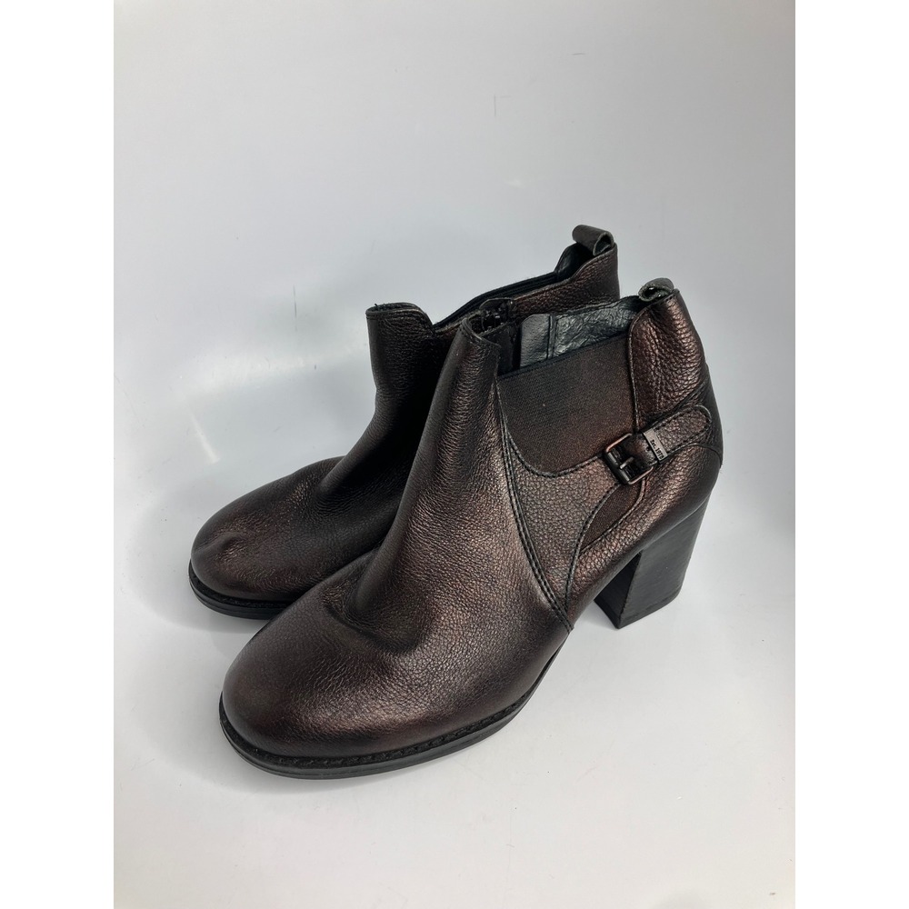 Bussola Dawson Drake Boots Womens 39 Copper Metallic Leather Block Heel Buckle